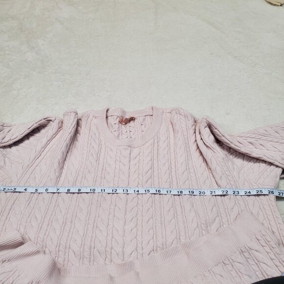 Philosophy Light Pink Chunky Cable Knit Casual Cute Cropped Sweater Plus Size 1X - Picture 6 of 8
